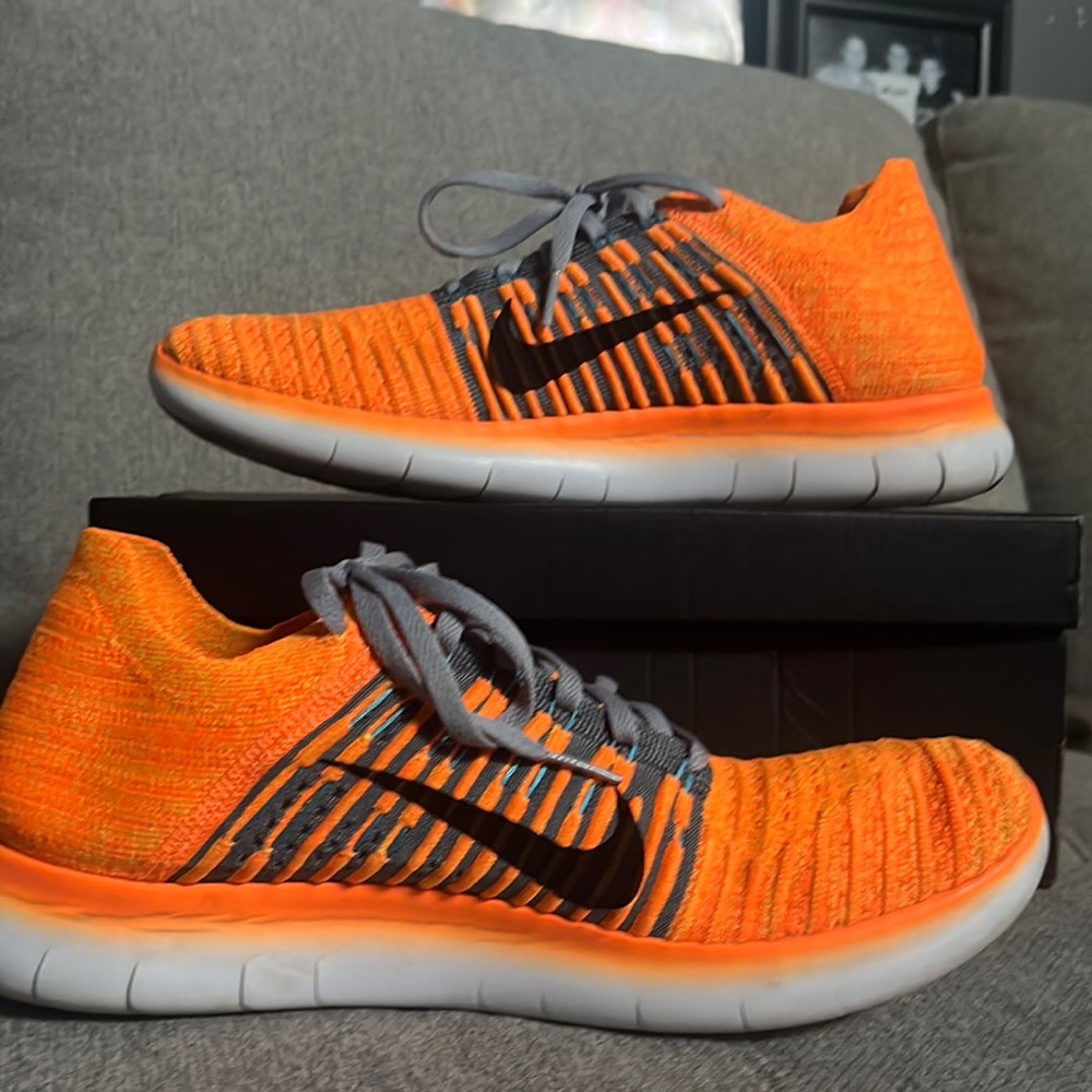 Nike free, orange and gray color way